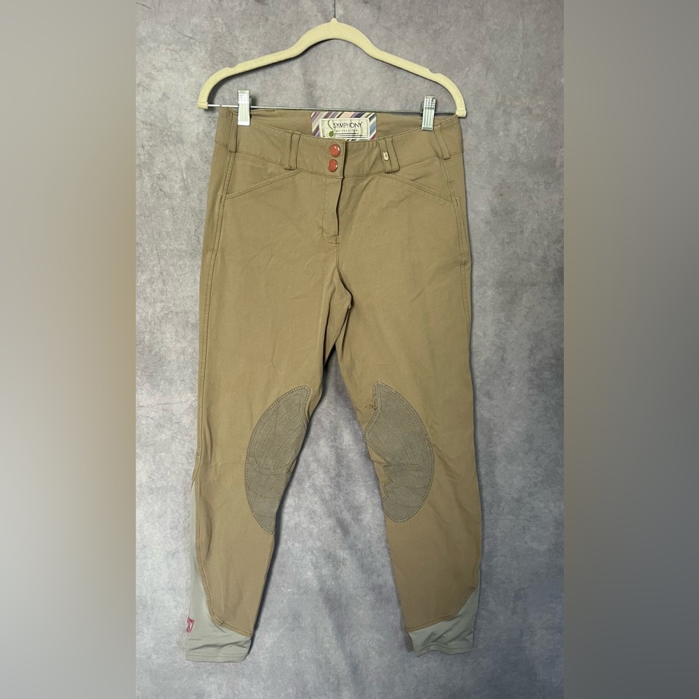 Symphony By Tredstep Khaki Equestrian Riding Breeches Pants Womens 26 R